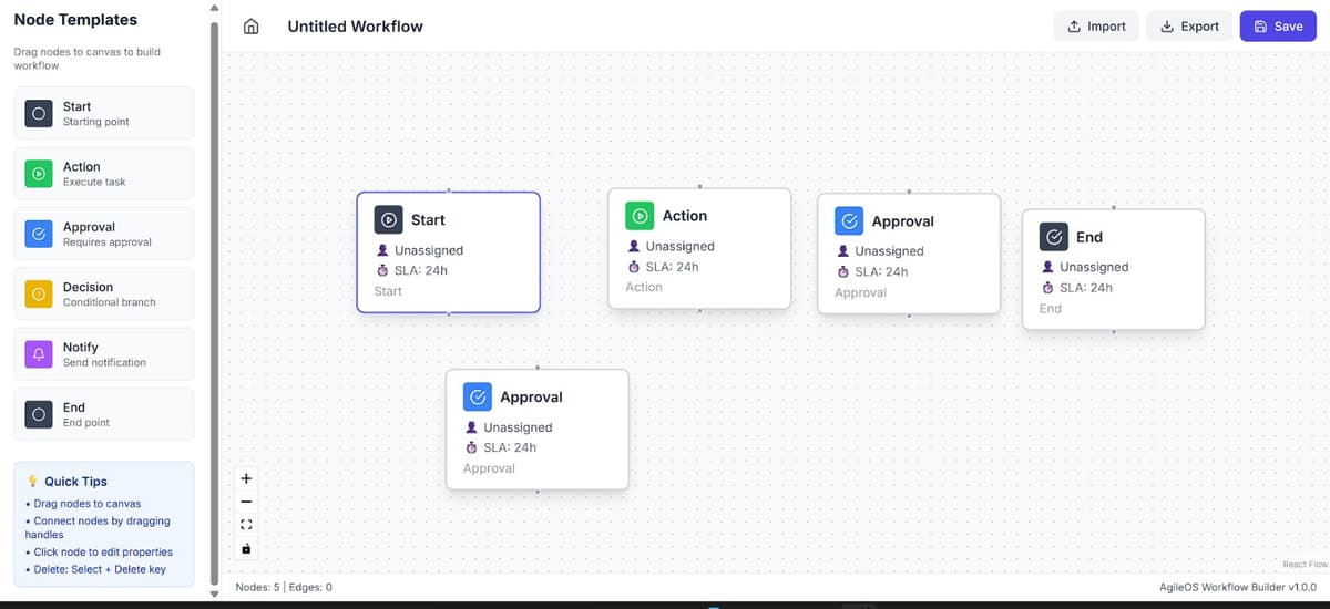 Screenshot AgileOS - Event-Driven ERP & Intelligent BPM Orchestrator